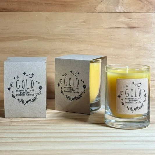 GOLD BEESWAX VOTIVE CANDLE (SCENTED)